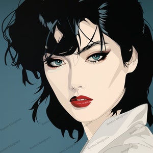 Sleek Sophistication - Set of 3 Digital Wall Art Prints of Glamorous Women | 1980&#39;s Style Aesthetic Trendy Art (Set 01)