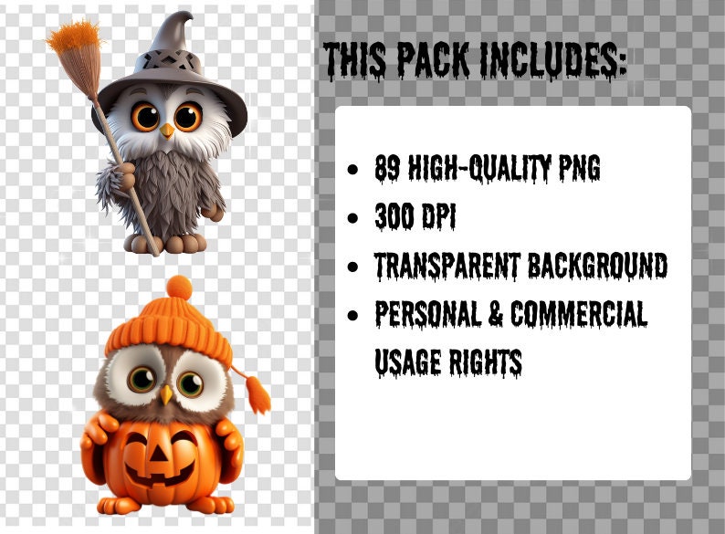 Cute Halloween Owl Clipart Bundle - 89 High-res 300 DPI Images ...