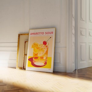 Amaretto Sour Cocktail Print | Home Decor | Printable Bar Cart Alcohol Poster | Kitchen Design | Housewarming Gift | Bright Vibrant Trendy