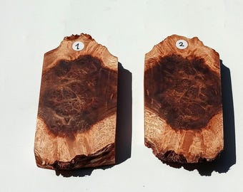 Albizia Burl Bookmatched Wood Slices | Live Edge Exotic Burl Slabs for Resin Art, Box Lid, Knife Display & Fine Woodworking 5"x7"x1.5"
