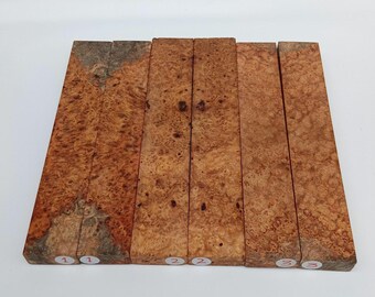 Bookmatched Amboyna Burl Knife Scales – Exotic Figured Wood for Custom Knife Handles