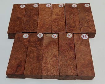 Bloque de madera de nudo de Amboyna roja / Mango de cuchillo exótico para elaboración