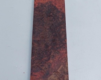 Multi Color Amboyna Burl Wood Board 10x36x3.5cm, Exotic Burl Lumber, Red Brown Wood Slab, Crafting, Knife Handle, Inlay