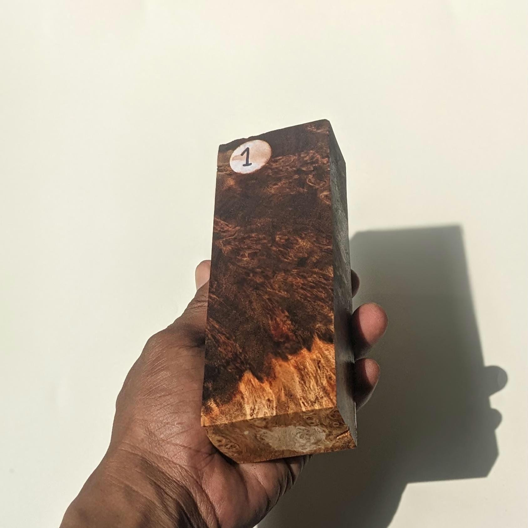 Albizia Burl Wood Block: Exotic Weru Burl for Knife Handles