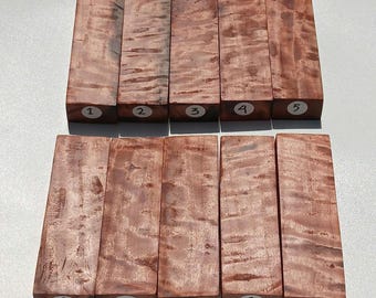 Curly Avocado Wood Blocks: Figured Exotic Hardwood for Crafts (150x50x30mm)