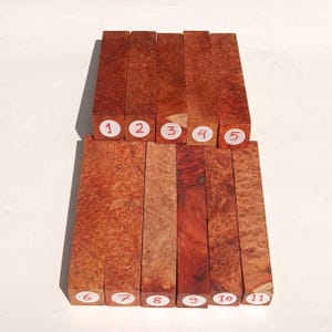 Blocos de madeira Amboyna Burl – Blocos exóticos para torneamento de canetas (3x3x18cm)