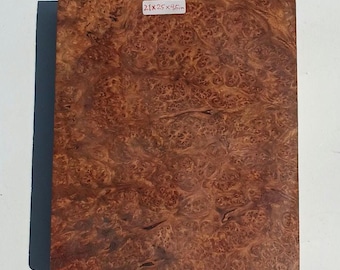 High Figure Amboyna Burl Wood Board 21x25x4.5cm | Exotic Hardwood Slab for Knife Handles, Scales and Custom Woodworking