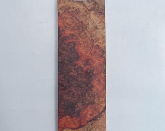 Amboyna Burl Board 12x39x3.5cm, Multicolor Figured Exotic Wood, Burl Lumber Slab for Knife Handles and Woodworking