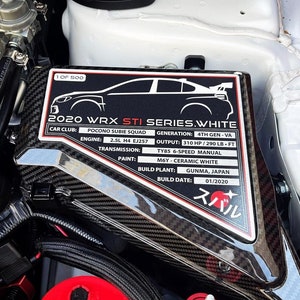 Subaru WRX STI Custom Aluminum Engine Bay Dress Up Plaque Car Show 2015-2021