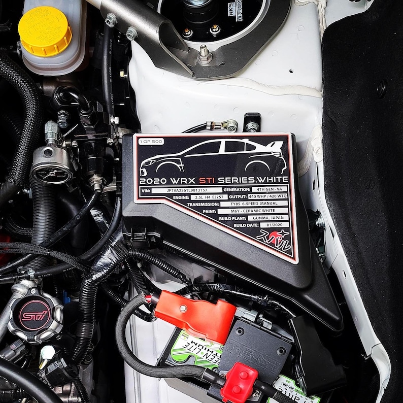 Subaru WRX STI Custom Aluminum Engine Bay Dress up Plaque Car Show 2015