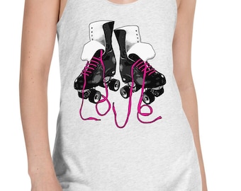 Women's Racerback Roller Skate Tank//The Love Roller Skating Shirt/roller skate apparel/roller skate gifts/roller skating outfits