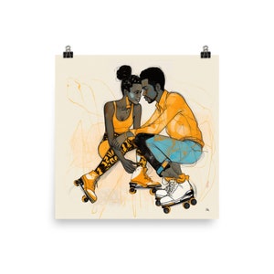 Rolschaatskunstdruk: kleurrijke poster skatecultuur