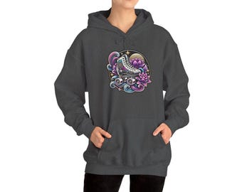 Sudadera con capucha retro de patines y patines de ruedas / Sudadera con capucha Lotus Wave Roller Derby