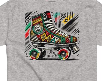 African Print Roller Skate Tee, Unisex Rhythm Skating Apparel