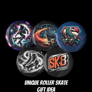 Roller Skate Pin Buttons – Skater Accessories, Skate Art (Set of 5)
