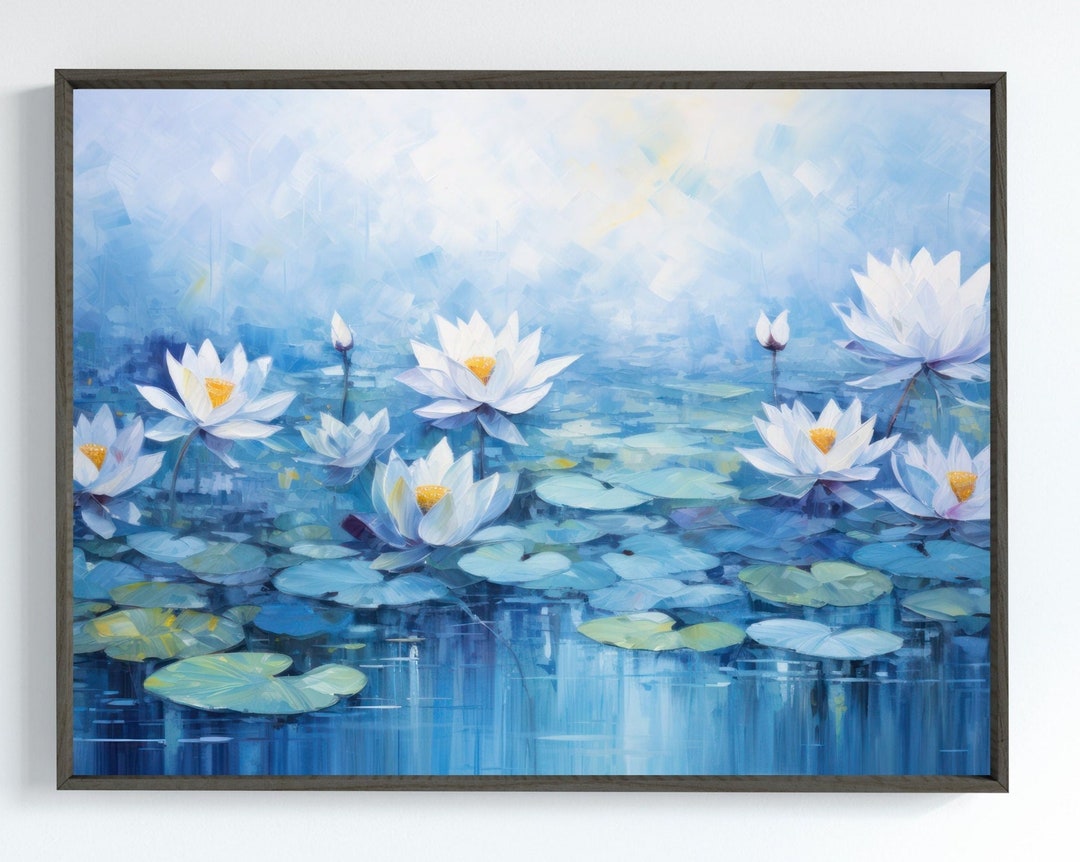 Lotus Flowers Art, Printable Download, Lotus Painting, Zen Art