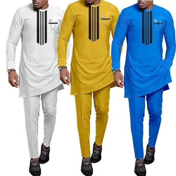 Ropa de hombre africano, ropa de senador, diseños de senador, pantalón y camisa a juego, ropa de hombre, ropa tradicional de hombre, Danshiki