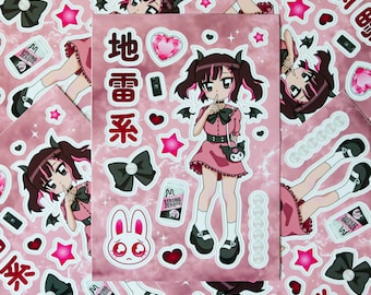 Jirai Kei Anime A5 Vinyl Stickers Sheet