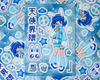 Tenshi Kaiwai Anime A5 Vinyl Stickers Sheet