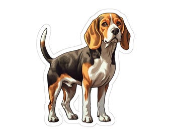 thumbnail image 2 of Real Sticky Beagle Dog Sticker – Cool Pet With Glasses Graphic – 3.4"x4" – For Laptop, Car Window, Cup 2 of 4
