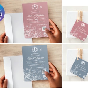 Bridgerton-Style Baby Shower Invitation 5x7 & Favor Tag 2x2 Digital Editable Printable Instant Download Canva Template