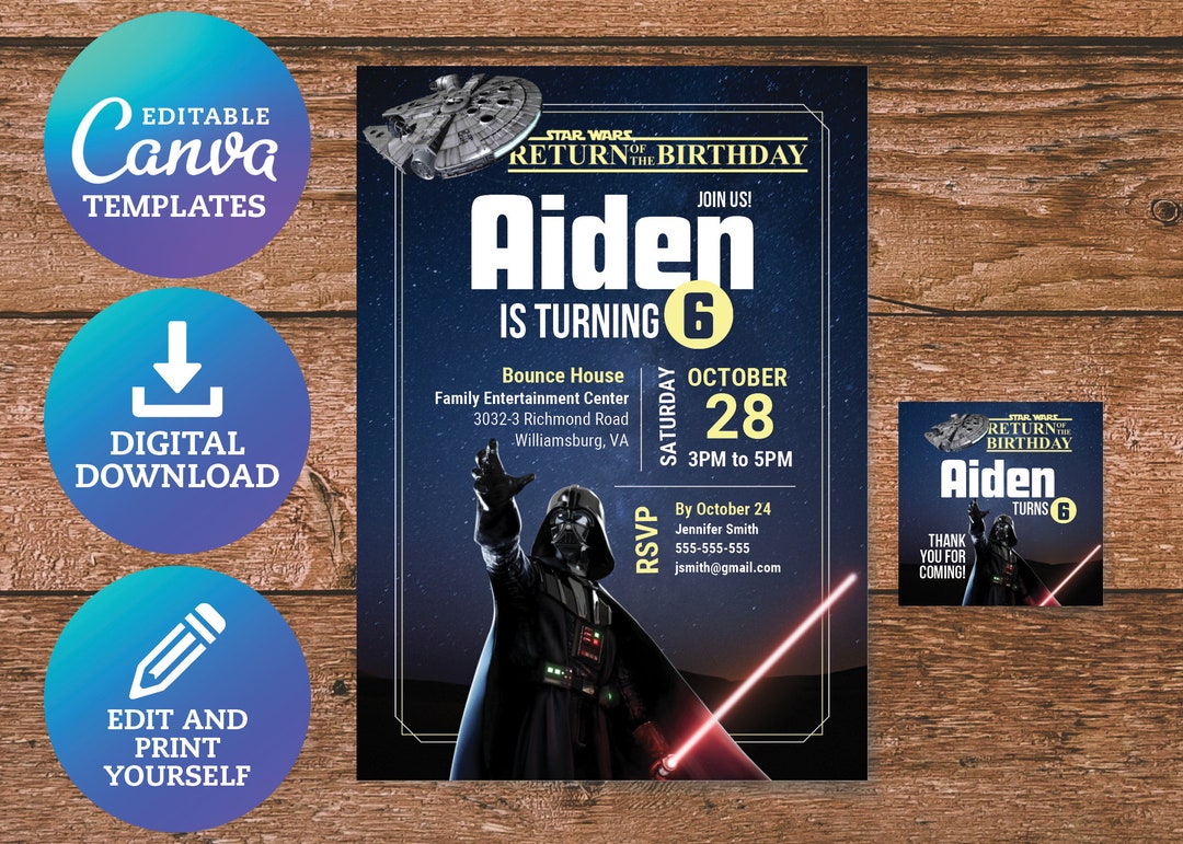 Free Printable Darth Vader Birthday Invitation