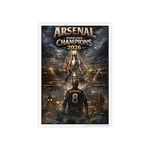 Arsenal Premier League-mästare 2025-2026 glansig affisch