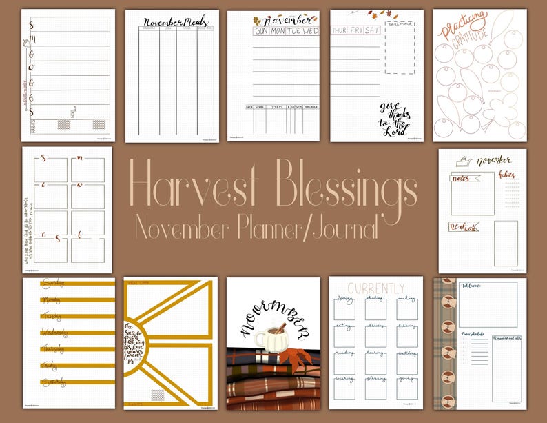 Grid Scripture Journal Printable November Bullet Journal | Dot Grid Planner | Inspirational ...