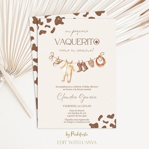 Un pequeño Vaquerito viene en camino! : A little Cowboy Canva Template (Digital Download)