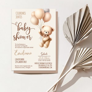 Uitnodiging babyshower teddybeer in het Spaans (digitale download)