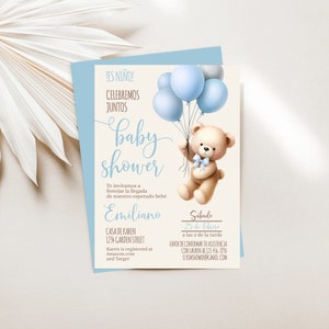 Invito per baby shower con orsacchiotto spagnolo, invito per baby shower de oso para niño