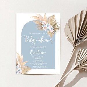 Invitación Baby Shower para niño tema azul boho