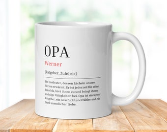 Personalisierte Tasse Opa mit Name & Definition | Kaffeetasse personalisierbar mit Name Opa und Definition | Geschenk personalisiert Opa
