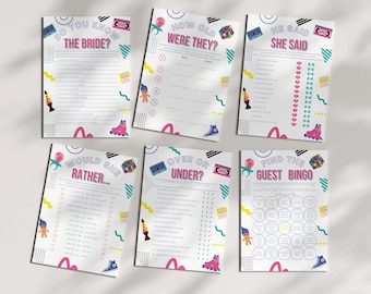 90's Bachelorette Games l Printable Bach to the 90s Template l Unique Retro Game l Hen Party Clean Fun Canva Download Bride Wedding Bridal