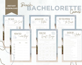 Printable Beach Bachelorette Games l Sea Bach Game l Hen Party Instant Download l Clean Bride Questions Fun Facts l Wedding Bridal Shower