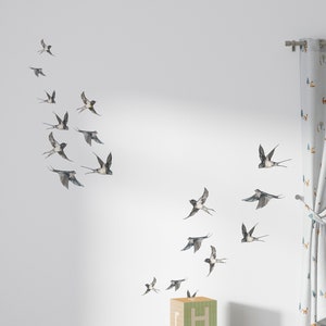 Sallow Swallows Hand Draw Wall Decals, Bird Wall Stickers, Birds Wall Decal, Nursery Wall Decals