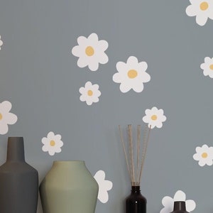 $2/mo - Finance 36PCS Daisy Wall Decal White Daisy Decals Flower Wall  Decals Peel and Stick Retro White Daisy Flower Wall Stickers Vinyl Wall Floral  Decals for Kids Nursery Bedroom Classroom Office