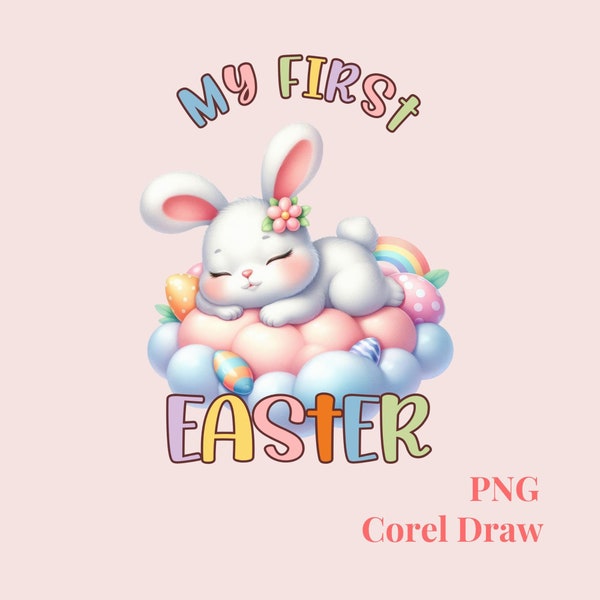 My First Easter PNG Sublimation Design Baby's First Easter Instant Download Digital Graphics For Cards First Easter Designs Girls 1st Easter