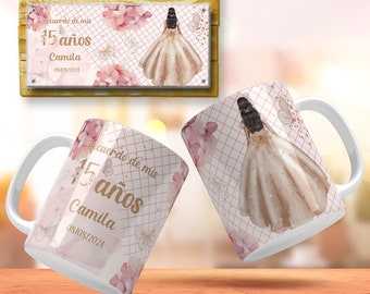 Sweet 15 Mug Wrap Quinceanera Template 15 Anos Wrap Rosa 15 Anos Watercolor Mug Design Mis 15 anos Taza Png Recuerdos de Quince Mis 15 Wrap