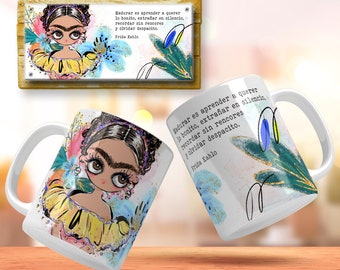Frida Png Coffee Mug Frida Kahlo Wrap Frida Mug Designs Frida Quotes Spanish Mug Wrap Frida Kahlo Png Frida Wrap Espanhol Mexico Mug Freda
