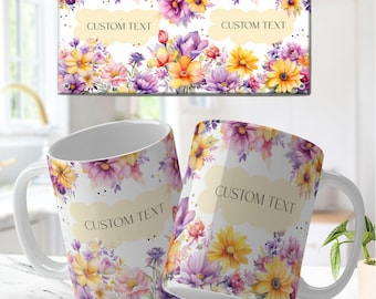 Floral Template Mug Wrap Sublimation Designs Floral 11 oz Designs Butterfly Full Mug Wrap Wildflowers Mug Png 15 oz Template Custom Mug Wrap