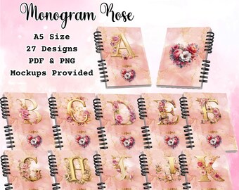 A5 Notebook Cover Floral Monogram Digital Journal Covers Png Printable Goodnotes Custom A5 Planner Cover Notability Binder Cover Initial Pdf