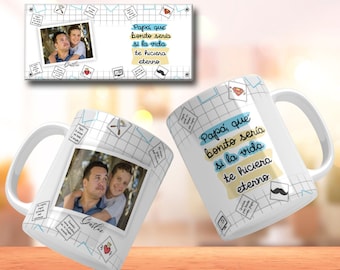ディア デル パドレ PNG 父の日マグ ラップ スペイン語 写真付き Taza Con Frases En Español Para Papá Taza PNG Para el Día del Padre 昇華
