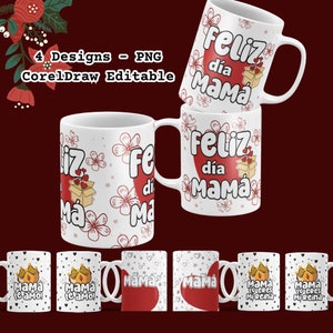 Feliz Dia Mama Taza Dia De Las Madres Png Mug Wrap Template Mothers Day Envoltura Taza Dia de Madres Diseños Abuela Latina Mom Png Spanish
