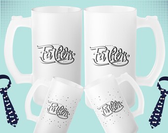 Happy Fathers Day Beer Mug For Dad Sublimation Wrap Fathers Day Frosted Beer Glass Mug Png 16 Oz Beer Mug Template Png Beer Mug Wrap Designs