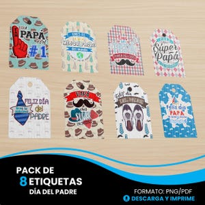 Etiqueta Dia Del Padre Feliz Dia Del Padre Afdrukbare tag Vaderdag Tags in het Spaans Feliz Dia Del Padre Papi Etiqueta Regalo Imprimible pdf