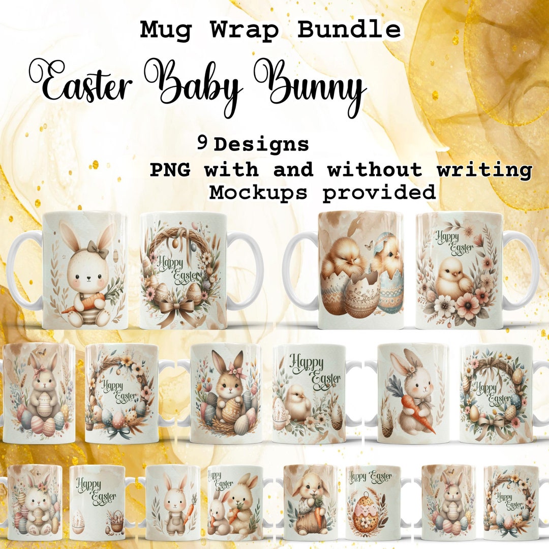 Mug Wrap Template Bundle Easter Bunny With Carrot Mug Wrap Design ...