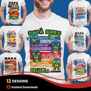 Pack Playera Arte Superheroes Cartoon Character Dia Del Padre Mejor Papa del Mundo Super Papa Png Diseño Camiseta Dia Padres Español Shirt