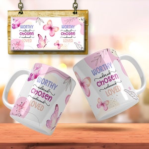 Christliche Becherverpackung Png Würdig Auserwählt Liebte Religiöse Sublimation Designs Tassen Jesus Liebt Dich Christliche Becher Design Motivation Glaube 11 15 Unze