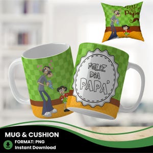 Feliz Dia Papa Feliz Dia Del Padre Cartoon Character Mug Wrap Png Fathers Day Mug Wraps In Spanish Mejor Papa Del Mundo Spanish Popular PNG